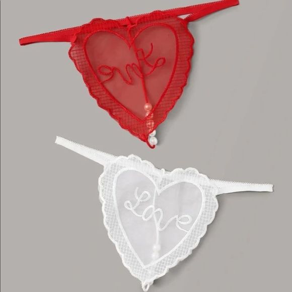 PEARL Thong -Red Heart - Picture 1 of 2